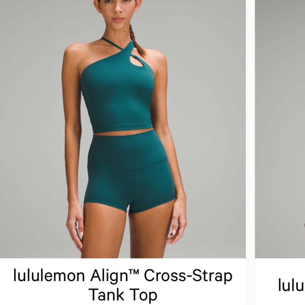 lululemon athletica Asymmetrical Green Crop Tank Top